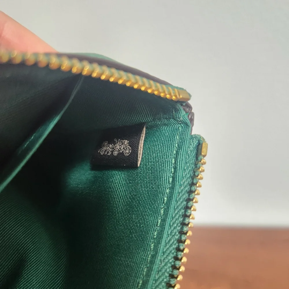 Green Leather Coach Wristlet with Radish Design - Picture 7 of 10